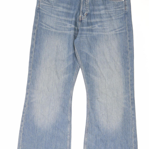 Weekday Mens Blue Cotton Wide-Leg Jeans Size 34 in L31 in Regular Zip