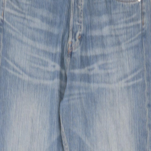 Weekday Mens Blue Cotton Wide-Leg Jeans Size 34 in L31 in Regular Zip