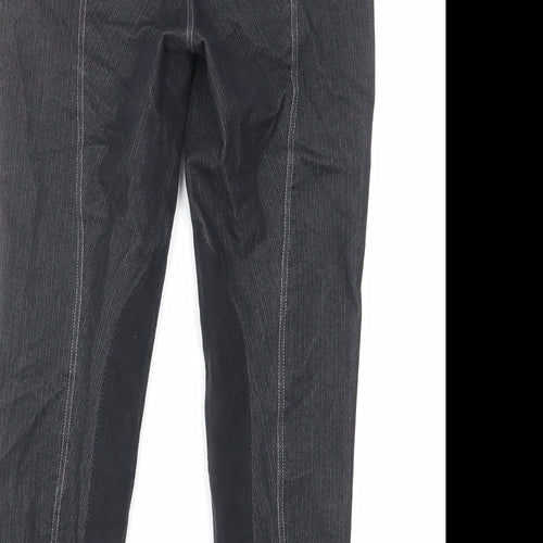 Equestrian Womens Black Cotton Trousers Size 12 L28 in Regular Zip - Crown Pocket Equestrian
