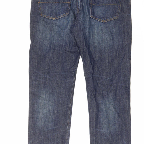 North Coast Mens Blue Cotton Straight Jeans Size 34 in L29 in Relaxed Zip - Washed Denim Look