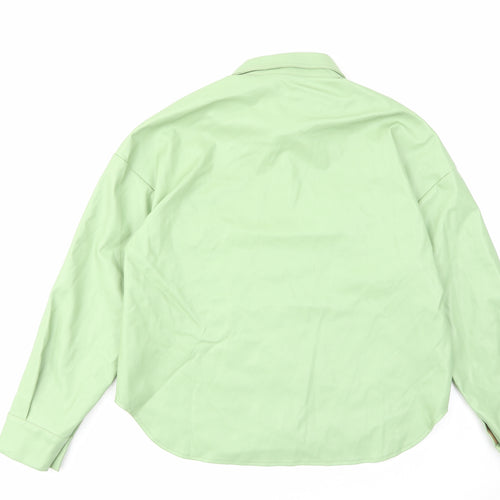 PRETTYLITTLETHING Womens Green Polyester Basic Button-Up Size 6 Collared