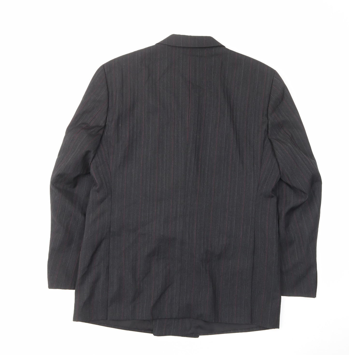 Skads Mens Grey Striped Polyester Jacket Suit Jacket Size 40 Regular