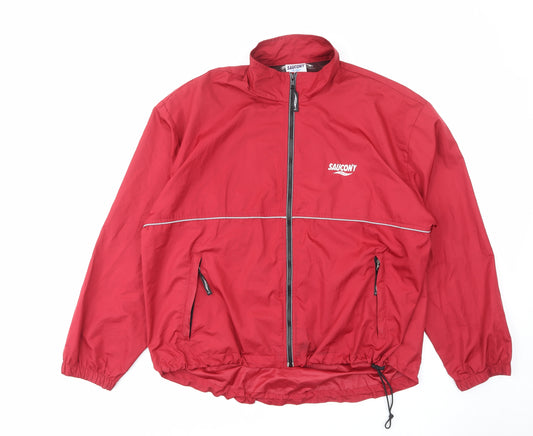 Saucony Mens Red Windbreaker Jacket Size XL Zip