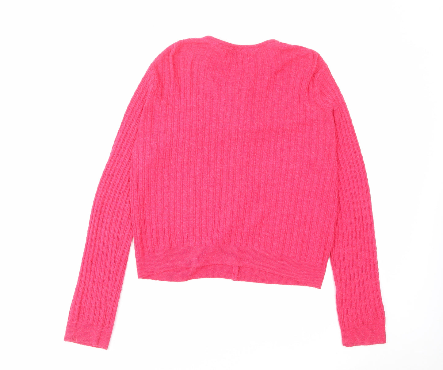 Laura Ashley Womens Pink V-Neck Viscose Cardigan Jumper Size 18