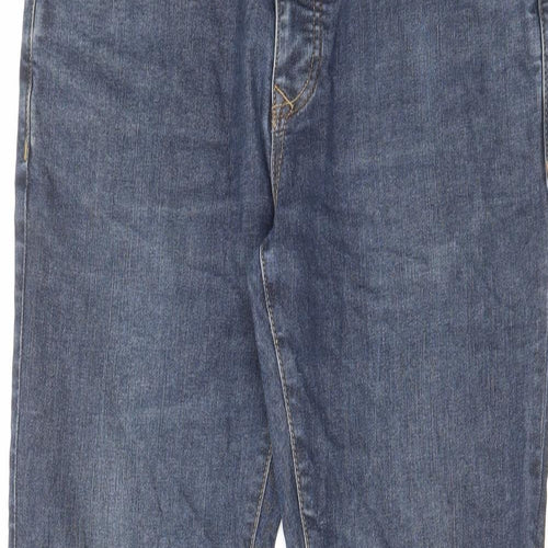 River Island Mens Blue Cotton Straight Jeans Size 32 in L32 in Regular Button