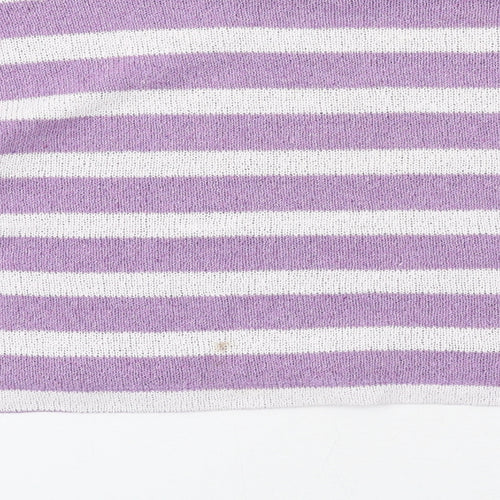 Zara Womens Purple Round Neck Striped Acrylic Pullover Jumper Size L