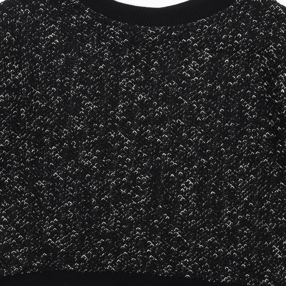 Zara Womens Black Boat Neck Striped Acrylic Pullover Jumper Size S