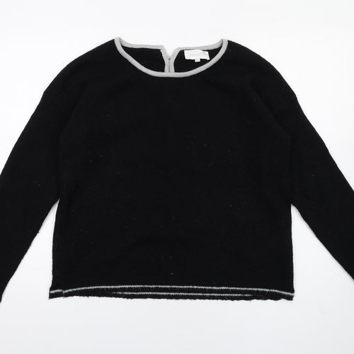 Grace & Mila Womens Black Boat Neck Acrylic Pullover Jumper Size S - Bow Detail