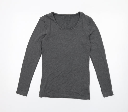Marks and Spencer Womens Grey Acrylic Basic T-Shirt Size 12 Round Neck