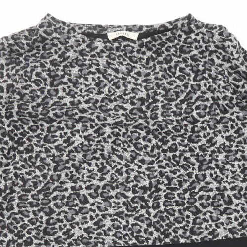 Oasis Womens Multicoloured Round Neck Animal Print Acrylic Pullover Jumper Size M - Leopard Print