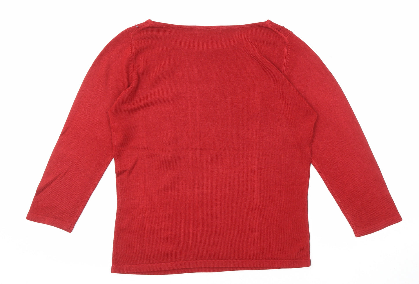 Marks and Spencer Womens Red Boat Neck Acrylic Pullover Jumper Size 8 - Beaded