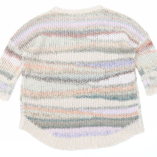 Warehouse Womens Multicoloured Round Neck Acrylic Pullover Jumper Size 10