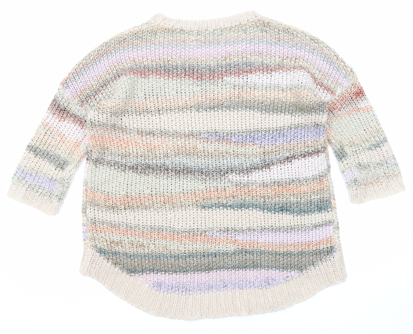 Warehouse Womens Multicoloured Round Neck Acrylic Pullover Jumper Size 10
