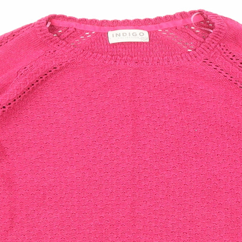Marks and Spencer Womens Pink Round Neck Viscose Pullover Jumper Size 14