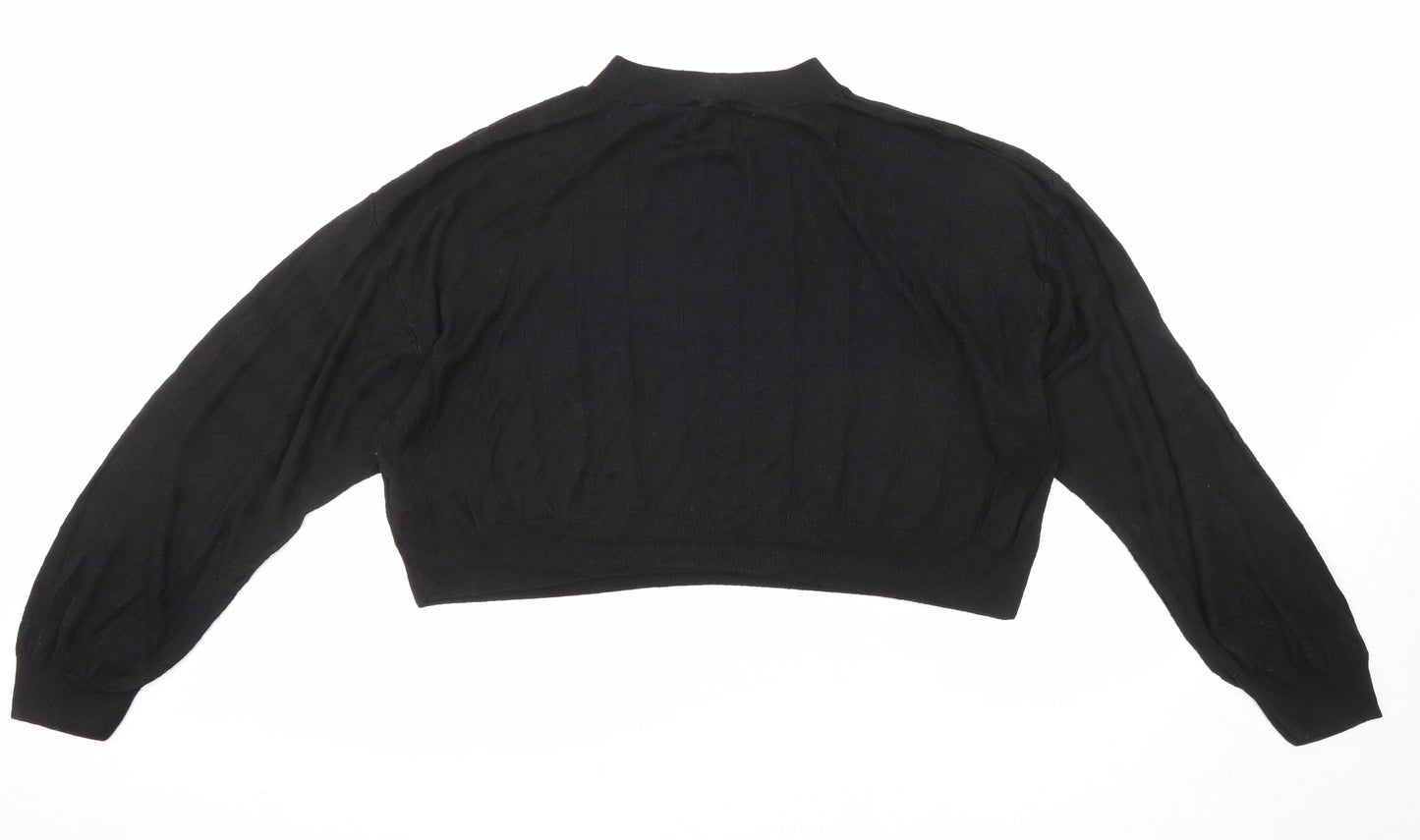 Topshop Womens Black Round Neck Viscose Pullover Jumper Size M