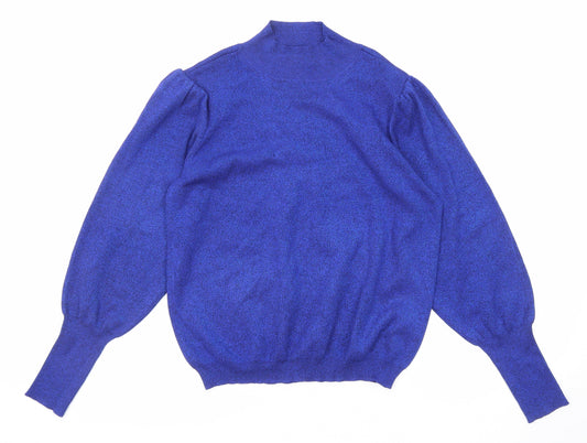 Marks and Spencer Womens Blue High Neck Viscose Pullover Jumper Size 16