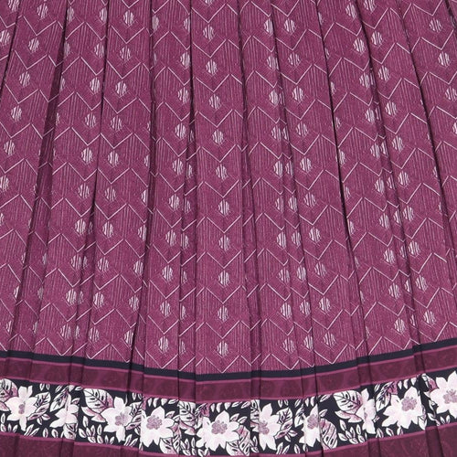 Bonmarché Womens Purple Geometric Polyester Pleated Skirt Size 18