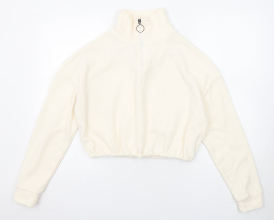 Brave Soul Womens Ivory Polyester Pullover Sweatshirt Size XS Zip - Quarter-Zip