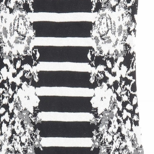 Madeleine Womens Black Geometric Cotton Shift Size 8 Round Neck Pullover