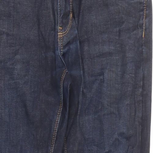 Marks and Spencer Mens Blue Cotton Tapered Jeans Size 32 in L29 in Regular Zip