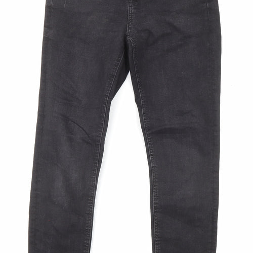 Denim & Co. Womens Black Cotton Skinny Jeans Size 10 L26 in Regular Button - Raw Hem