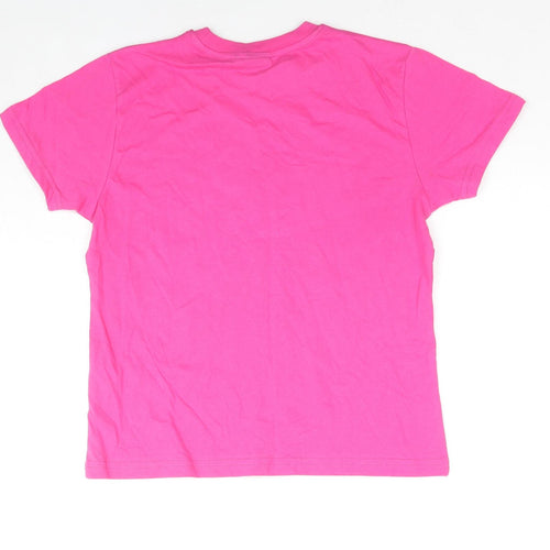 Lonsdale Womens Pink Cotton Basic T-Shirt Size 12 Round Neck