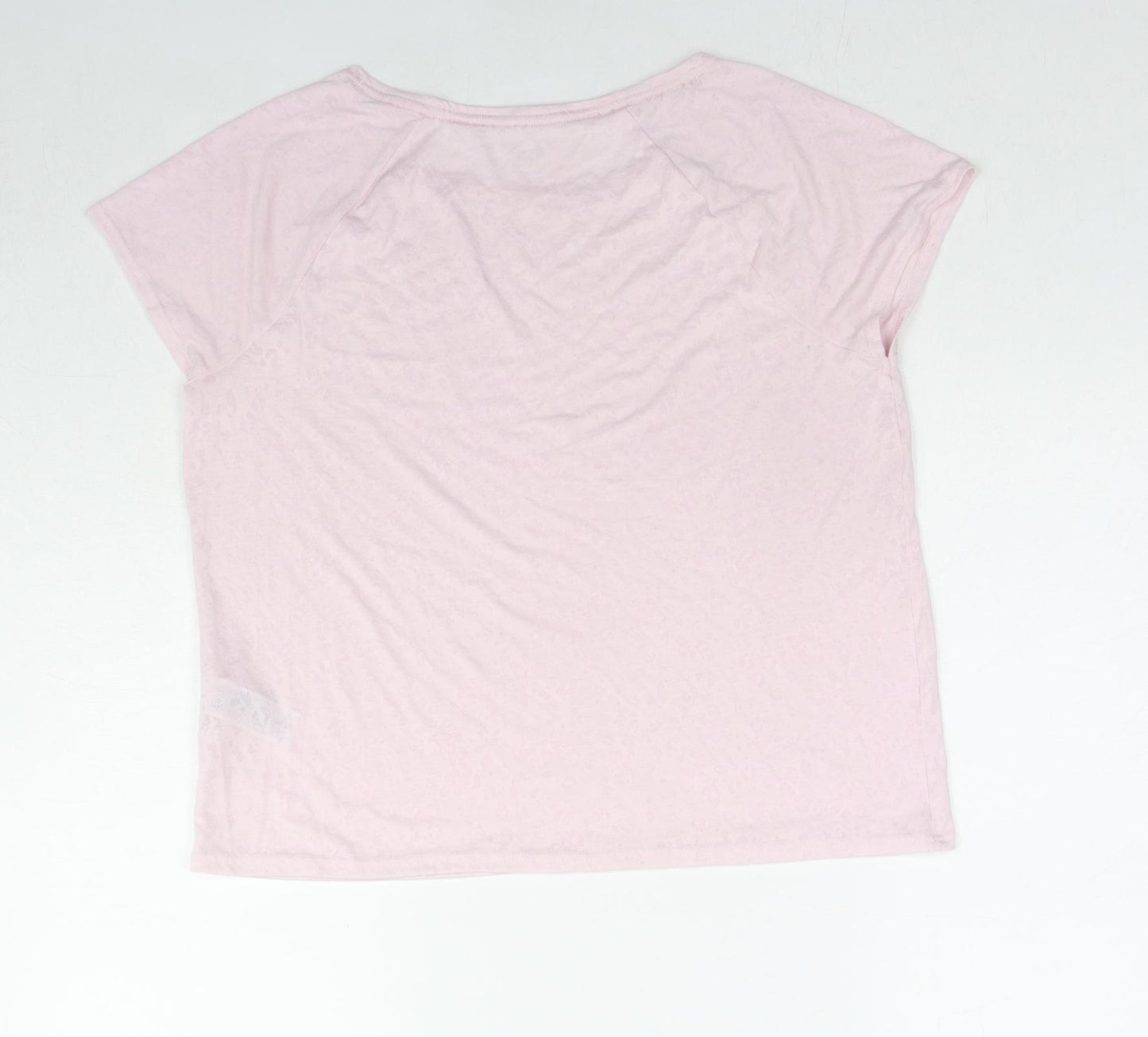GOODMOVE Womens Pink Animal Print Polyester Basic T-Shirt Size 12 Round Neck