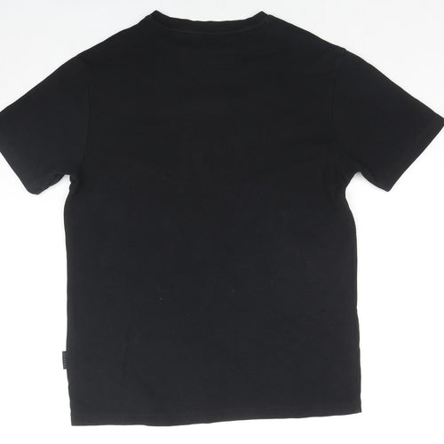 Status Womens Black Cotton Basic T-Shirt Size S Round Neck