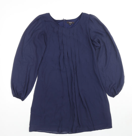 Therapy Womens Blue Polyester Basic Blouse Size 10 Round Neck