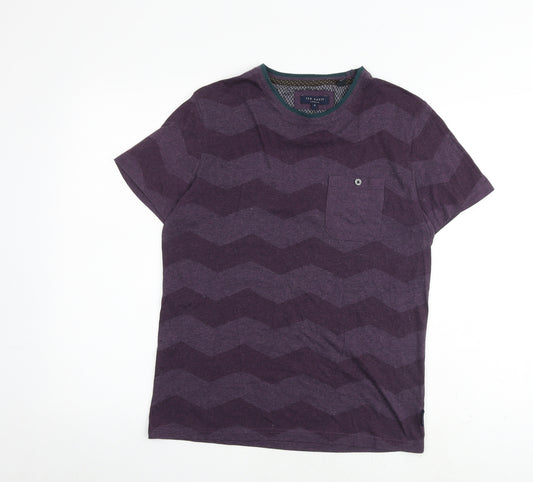 Ted Baker Mens Purple Cotton T-Shirt Size S Round Neck