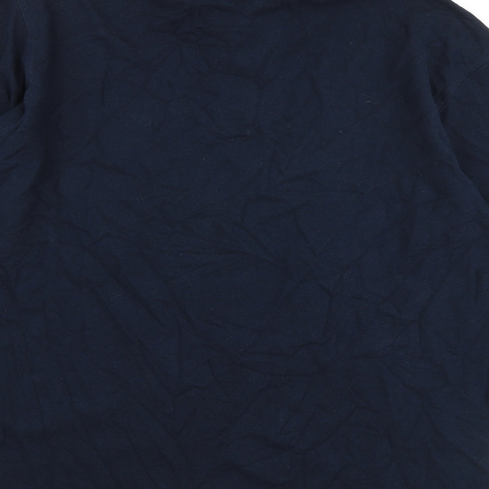 Cotton Traders Mens Blue Cotton T-Shirt Size M Henley