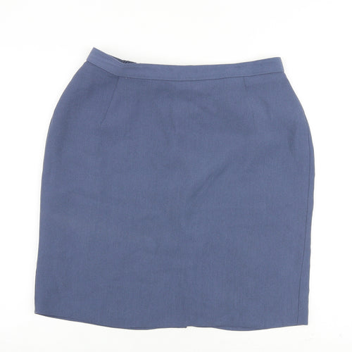 St Michael Womens Blue Polyester A-Line Skirt Size 18 Zip