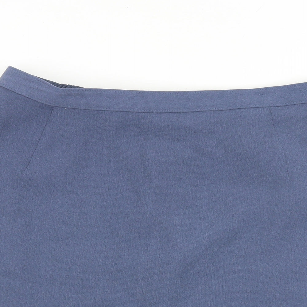 St Michael Womens Blue Polyester A-Line Skirt Size 18 Zip