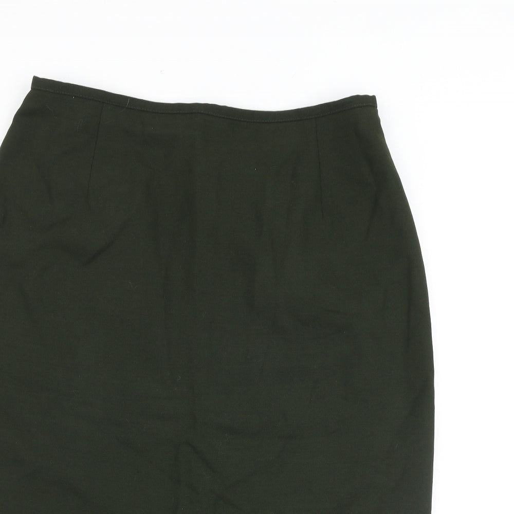 Marks and Spencer Womens Green Polyester A-Line Skirt Size 18 Zip