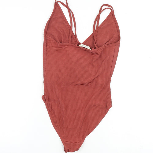 Miss Selfridge Womens Pink Polyester Bodysuit One-Piece Size 8 Snap