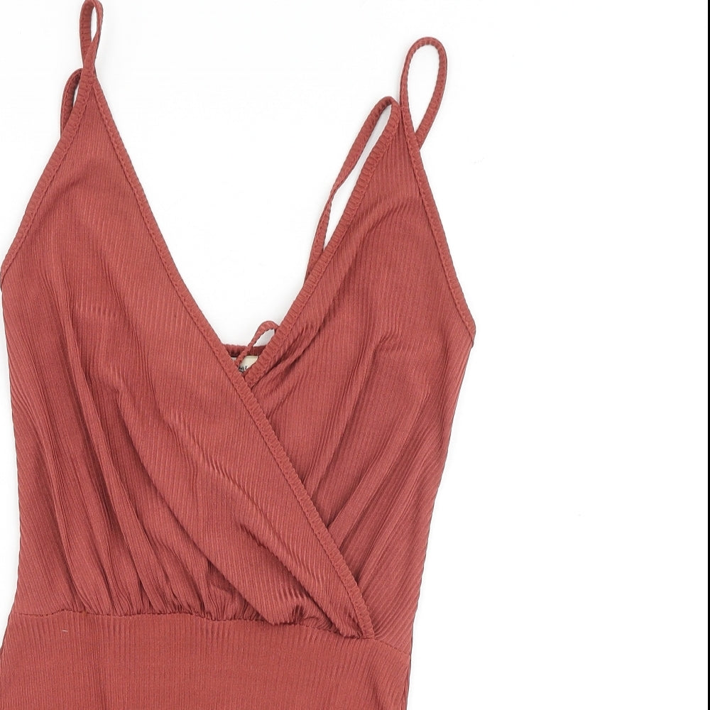 Miss Selfridge Womens Pink Polyester Bodysuit One-Piece Size 8 Snap