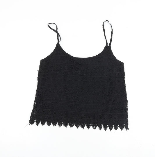 H&M Womens Black Polyester Camisole Tank Size S Square Neck