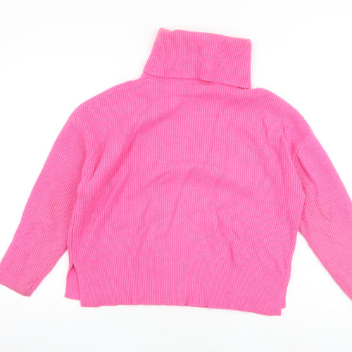 Oliver Bonas Womens Pink Roll Neck Viscose Pullover Jumper Size 8