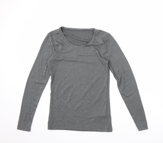 Marks and Spencer Womens Grey Acrylic Basic T-Shirt Size 12 Round Neck - Heatgen