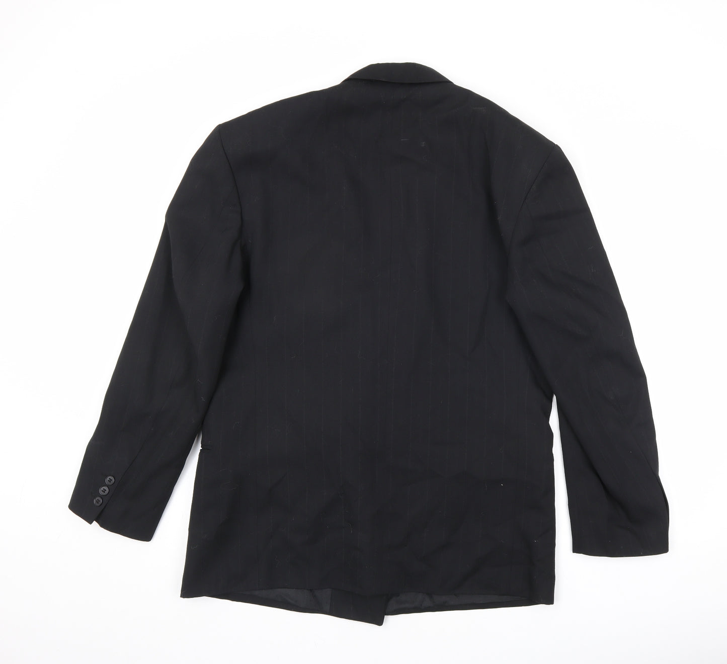 Cormann Mens Black Striped Polyester Jacket Suit Jacket Size 40 Regular