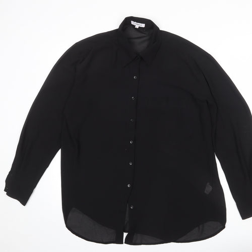 Glamorous Womens Black Polyester Basic Button-Up Size S Collared