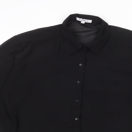 Glamorous Womens Black Polyester Basic Button-Up Size S Collared