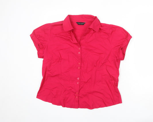 Dorothy Perkins Womens Pink Cotton Basic Button-Up Size 20 Collared