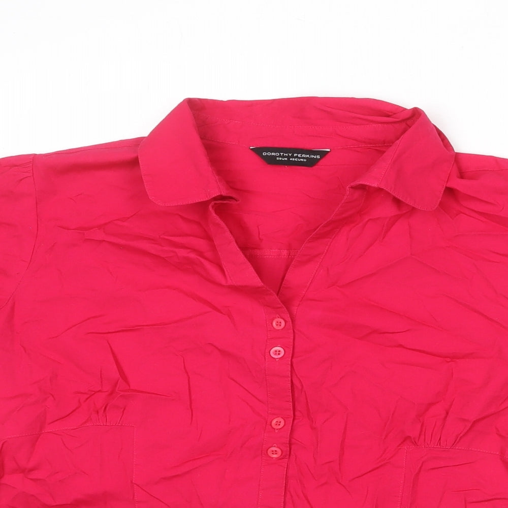 Dorothy Perkins Womens Pink Cotton Basic Button-Up Size 20 Collared