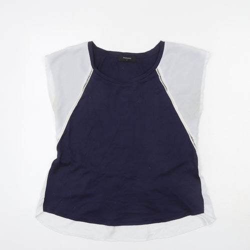 Pagani Womens Blue Polyester Basic T-Shirt Size S Round Neck