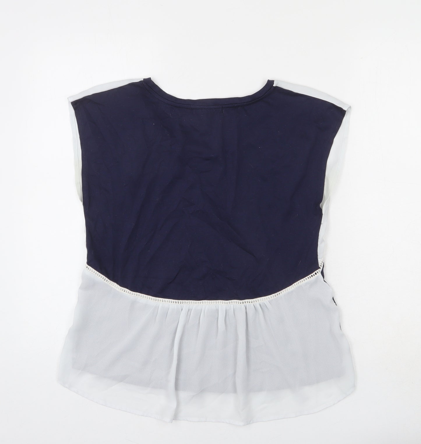 Pagani Womens Blue Polyester Basic T-Shirt Size S Round Neck
