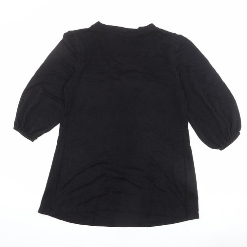 Bonmarché Womens Black Nylon Basic Blouse Size 12 V-Neck