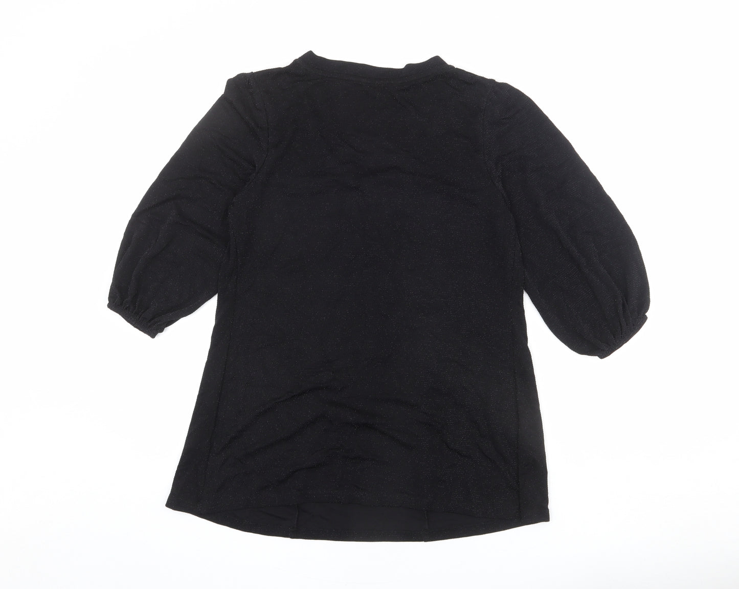 Bonmarché Womens Black Nylon Basic Blouse Size 12 V-Neck