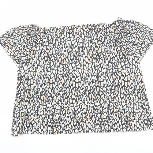 Marks and Spencer Womens Multicoloured Animal Print Polyester Basic T-Shirt Size 20 Off the Shoulder - Leopard Print