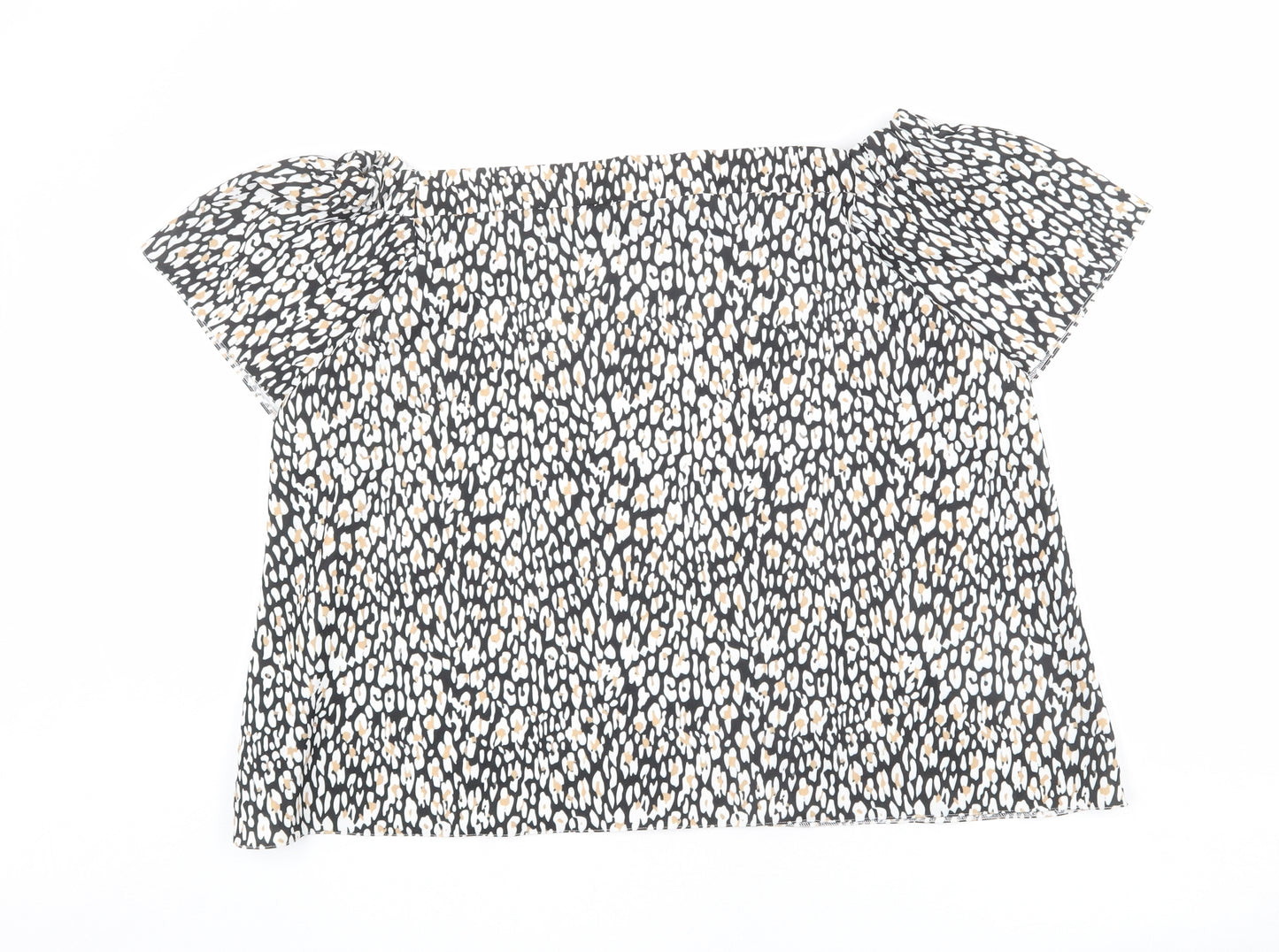 Marks and Spencer Womens Multicoloured Animal Print Polyester Basic T-Shirt Size 20 Off the Shoulder - Leopard Print